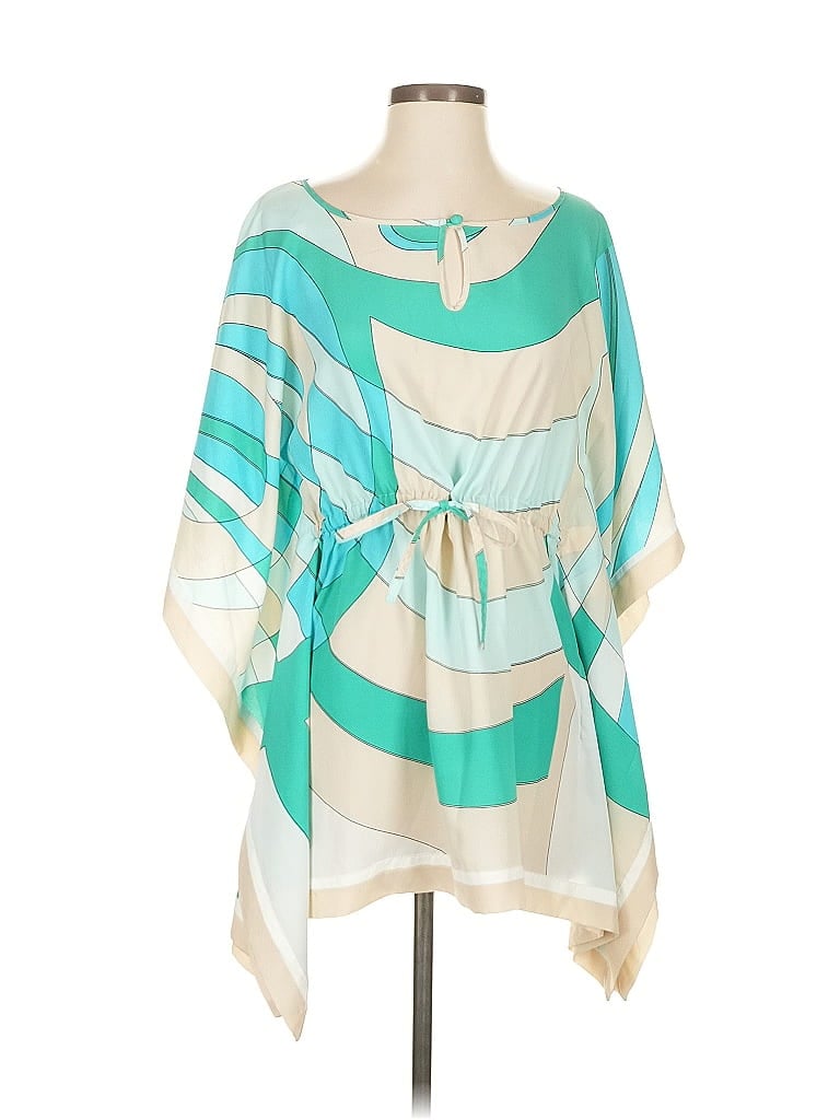 Pre-owned New York And Company Short Sleeve Blouse In Blue