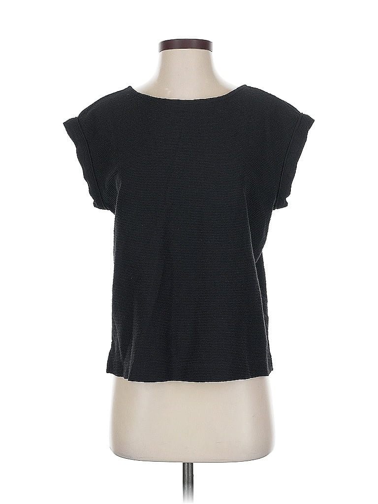 Pre-owned Ann Taylor Loft Short Sleeve Top Black Scoop Neck Tops