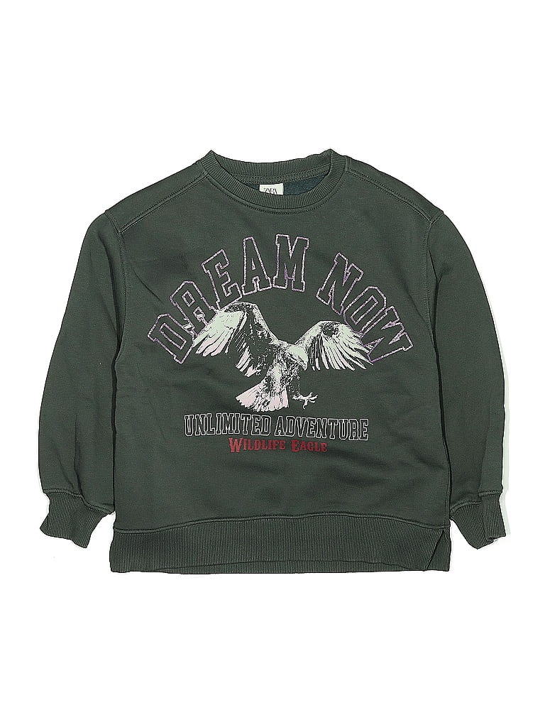 Zara Graphic Green Sweatshirt Size 8 - 9 - photo 1