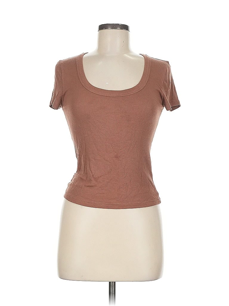 Click to view more detailed imagery on our partner's website Pre-owned Bp. Short Sleeve Top Tan Scoop Neck Tops In Brown
