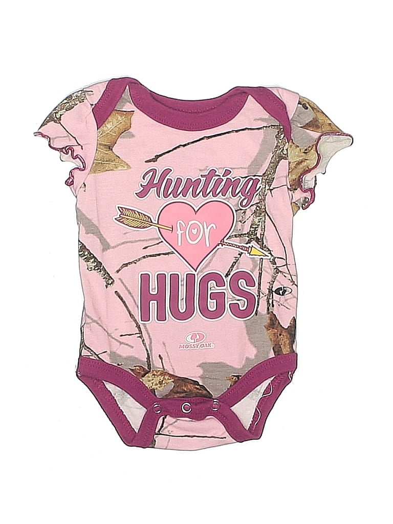 Pre-owned Mossy Oak Babies' Short Sleeve Onesie In Pink