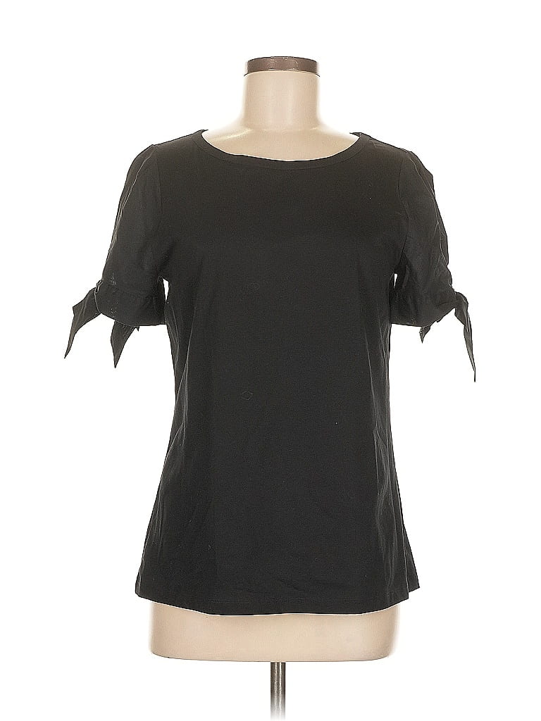 Pre-owned Ann Taylor Factory Short Sleeve Top Black Boatneck Tops
