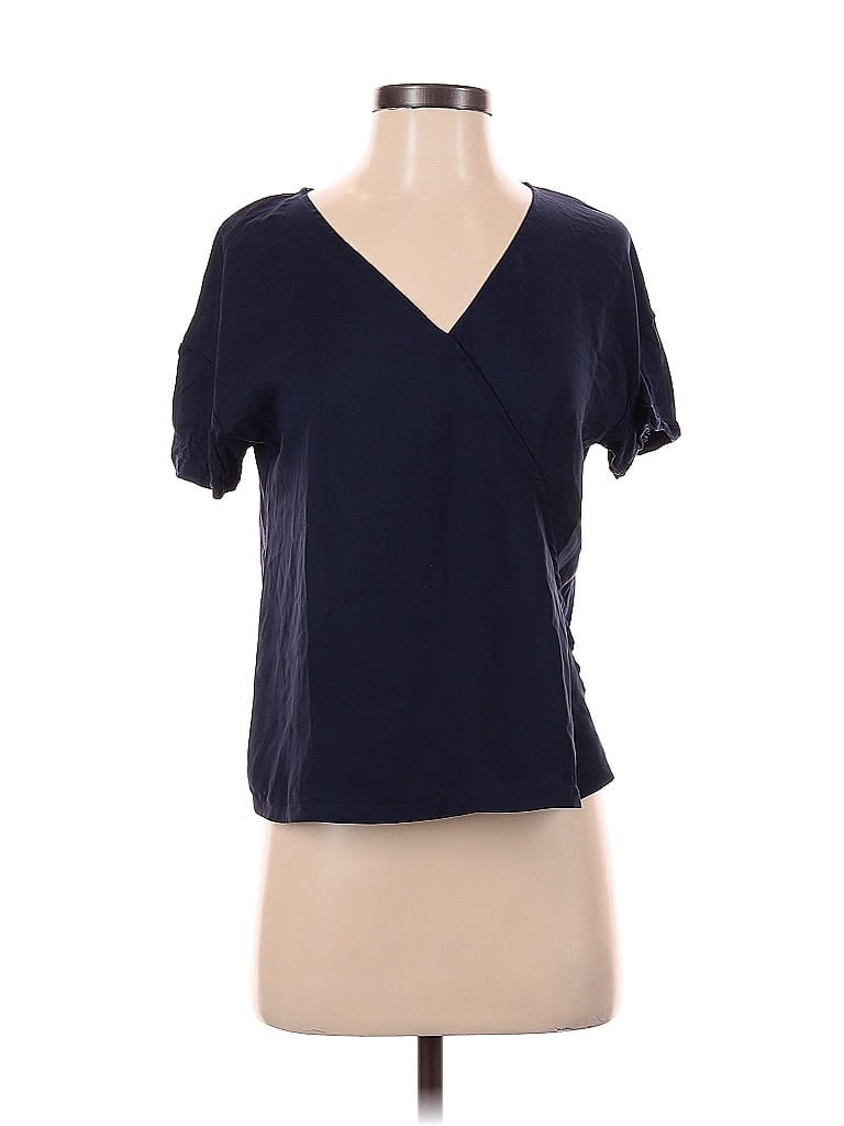Pre-owned Mng Suit Short Sleeve Top Blue V Neck Tops