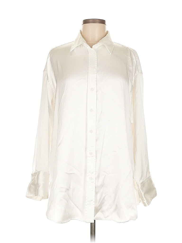 Pre-owned H&m Long Sleeve Blouse In White