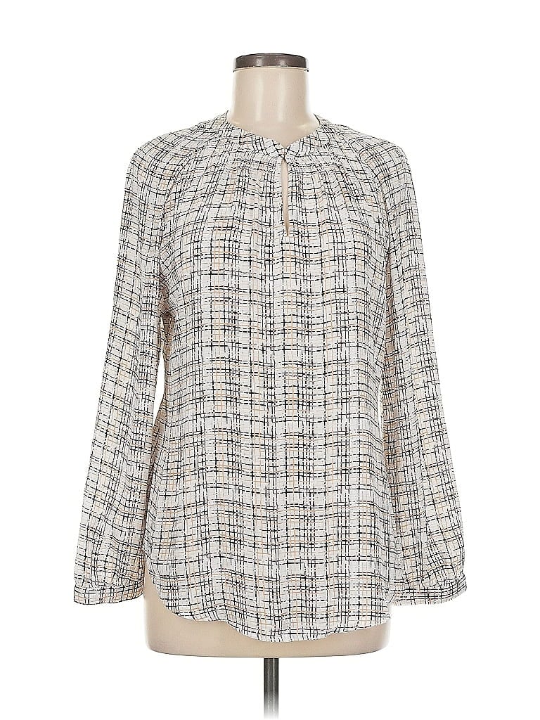 Pre-owned Ann Taylor Factory Long Sleeve Blouse In White