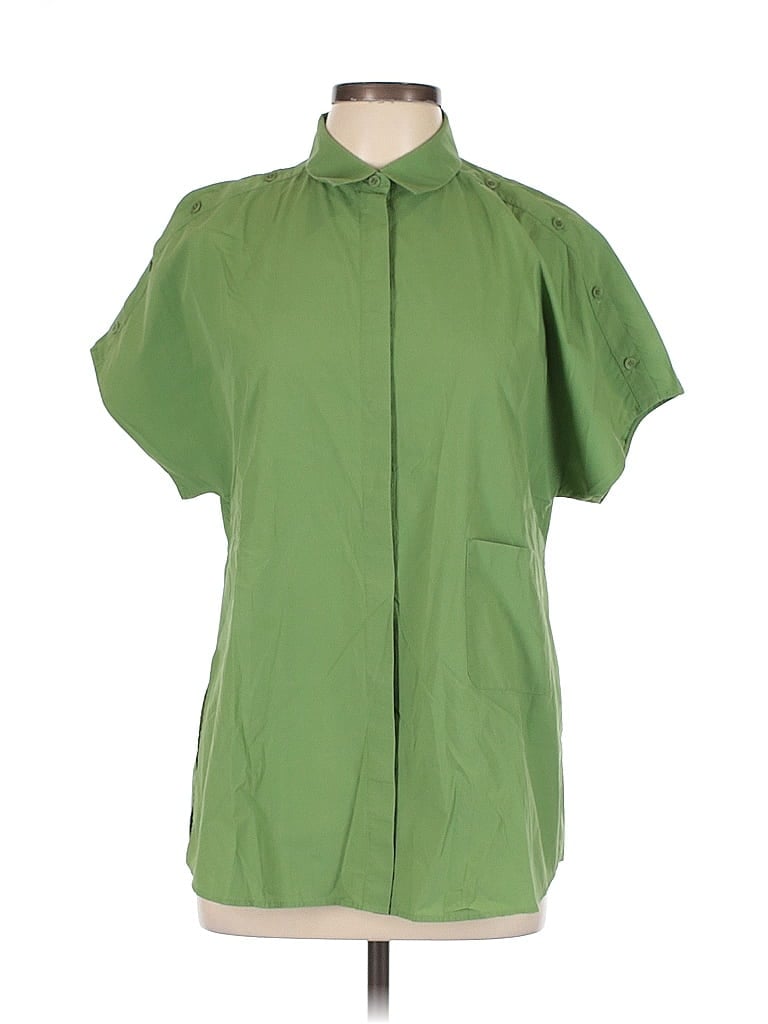 Pre-owned Unbranded Short Sleeve Blouse In Green