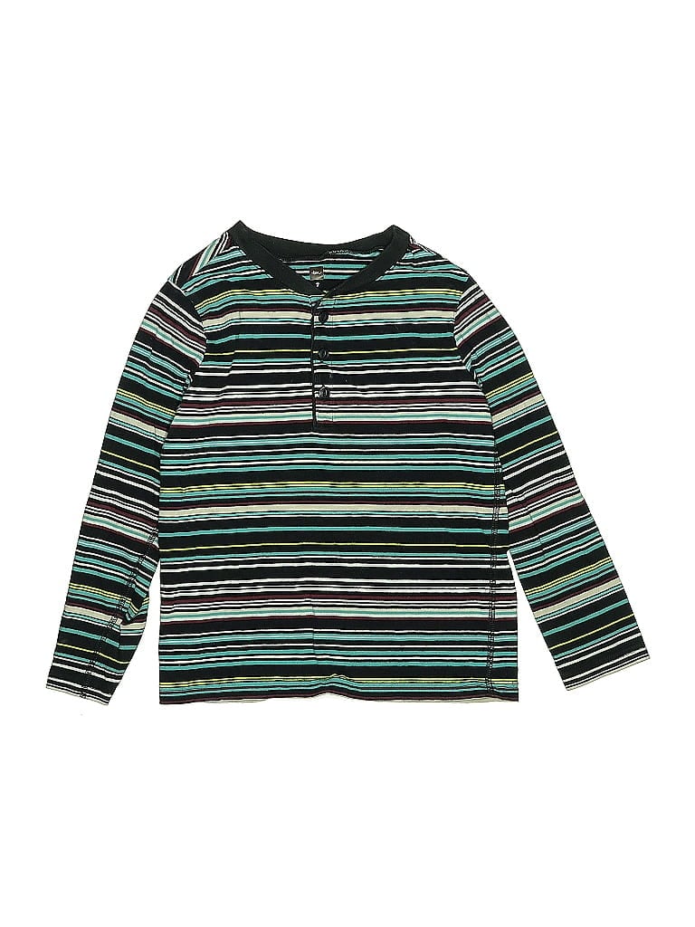 Tea 100% Cotton Green Black Long Sleeve Henley Size 7 - photo 1