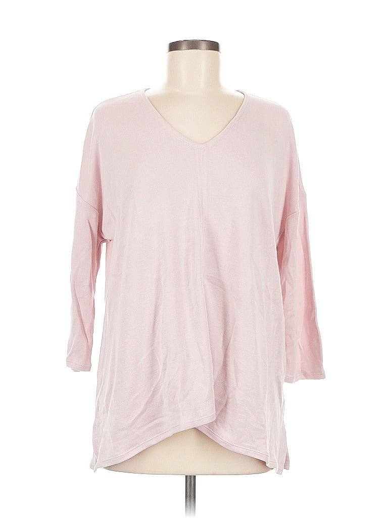 Pre-owned Purejill 3/4 Sleeve Top Pink V Neck Tops