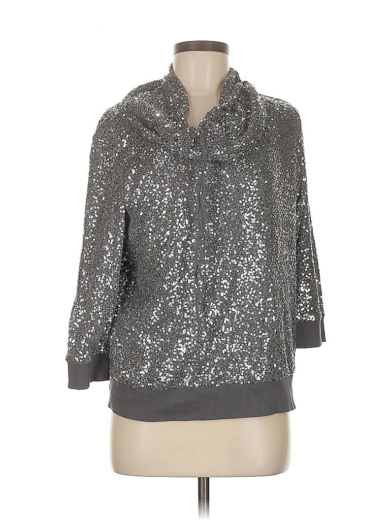 Pre-owned Zenergy By Chico's 3/4 Sleeve Blouse In Silver