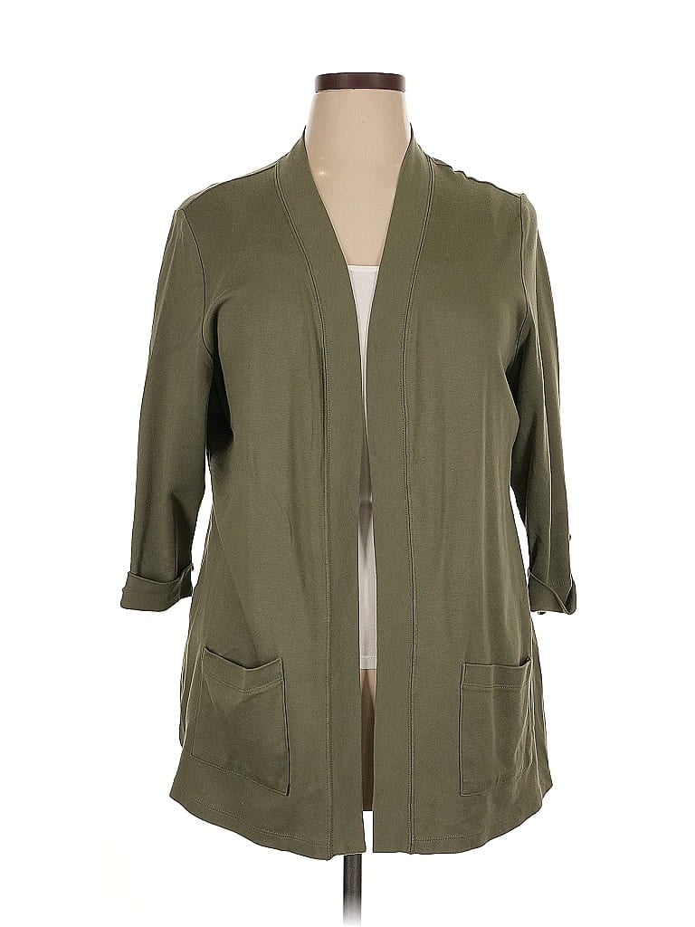 Pre-owned Karen Scott Cardigan Sweater In Green