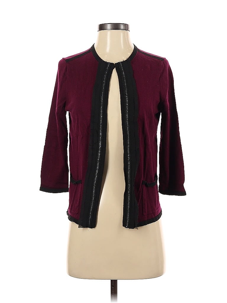 Pre-owned Ann Taylor Cardigan Sweater In Burgundy