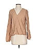 Self Contrast Tan Long Sleeve Blouse Size XS - photo 1