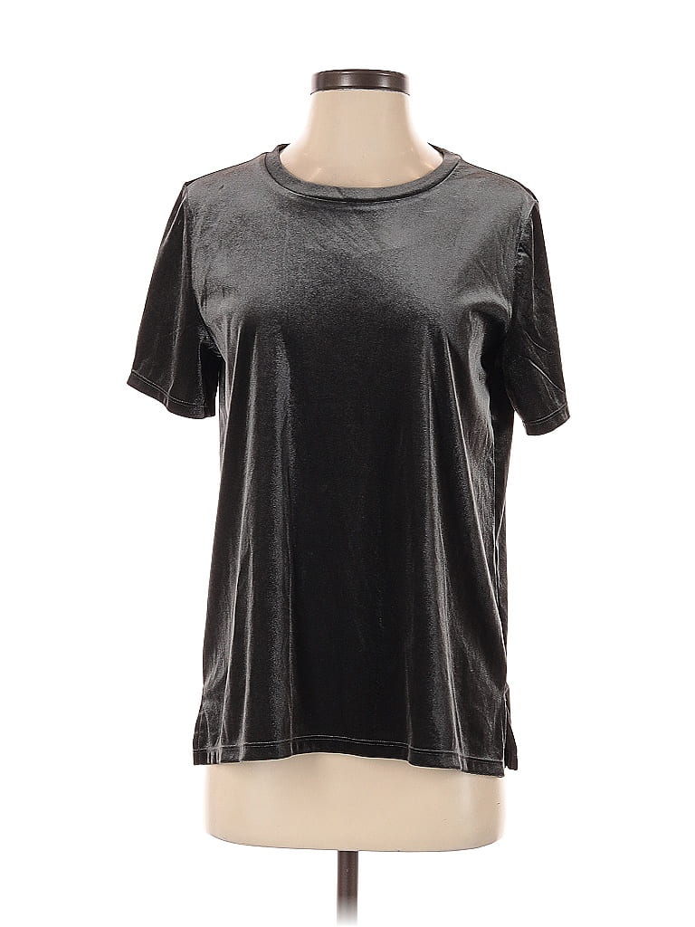 Click to view more detailed imagery on our partner's website Pre-owned Old Navy Short Sleeve Top Silver Metallic Pattern Crew Neck Tops