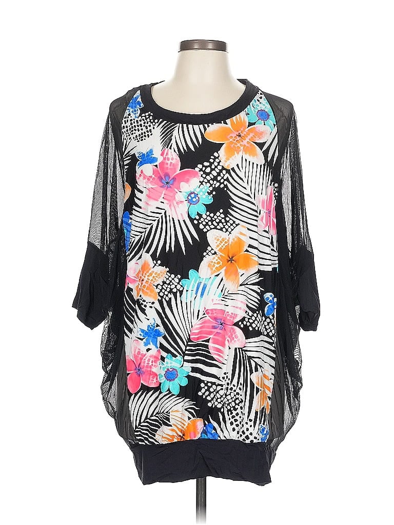 Pre-owned Coco Reef 3/4 Sleeve Blouse In Black