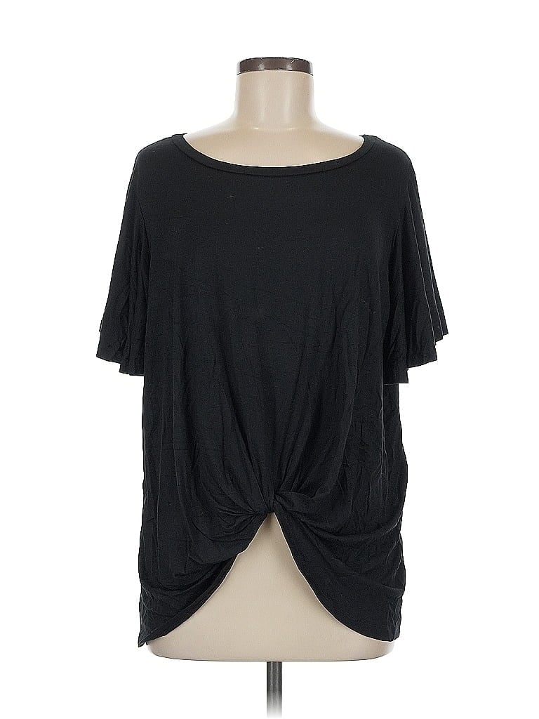 Pre-owned Agnes & Dora Short Sleeve Top Black Keyhole Neckline Tops