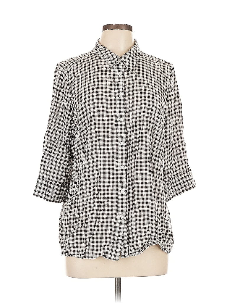 Pre-owned French Dressing Jeans 3/4 Sleeve Button Down Shirt In Gray