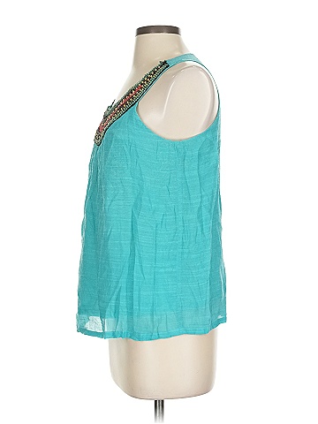 Joy Joy 100% Polyester Teal Tank Top Size S