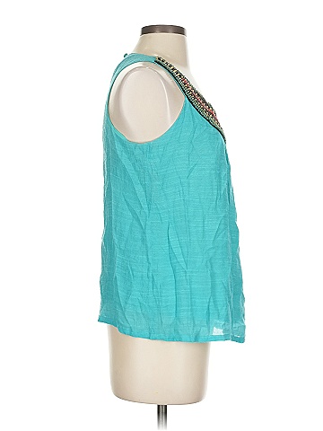 Joy Joy 100% Polyester Teal Tank Top Size S