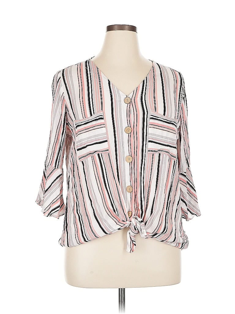 Pre-owned I.n. Studio 3/4 Sleeve Blouse In Pink