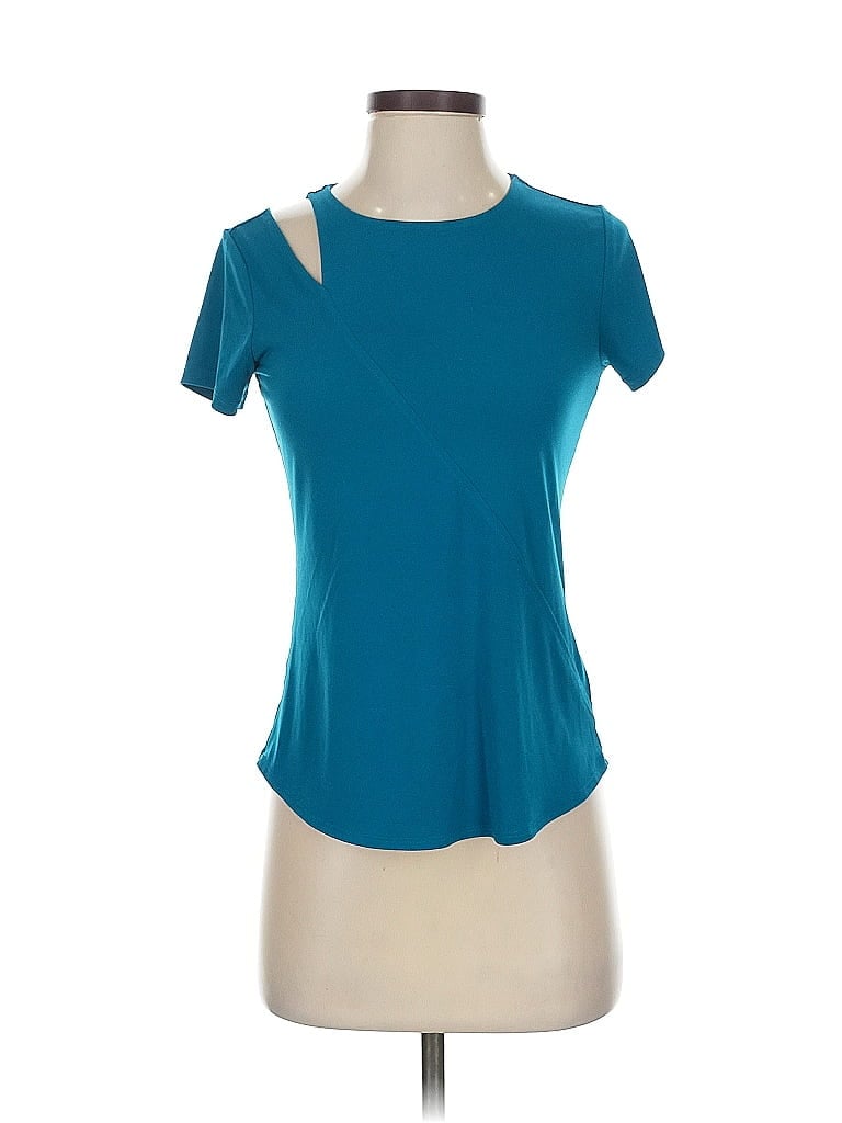 Pre-owned Inc International Concepts Short Sleeve Top Teal Keyhole Neckline Tops In Blue
