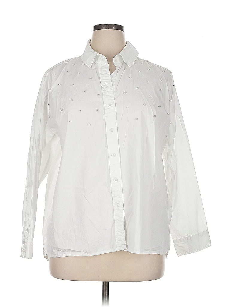 Pre-owned Karl Lagerfeld Long Sleeve Button Down Shirt In White