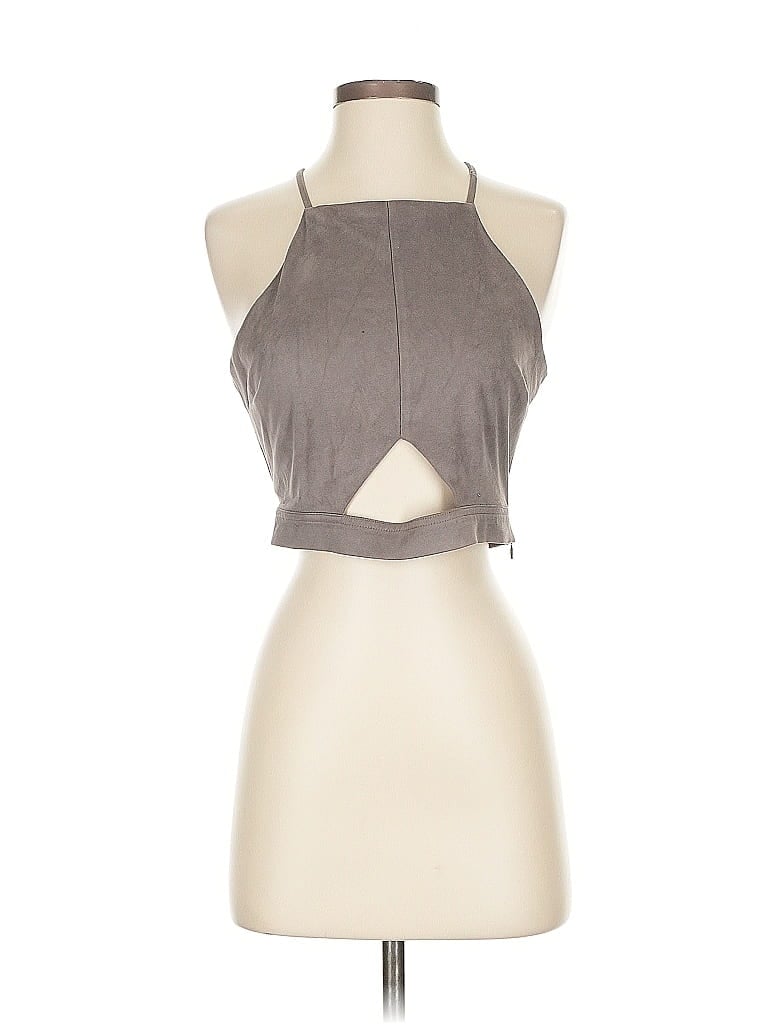 Pre-owned Kendall & Kylie Sleeveless Top Gray Halter Neckline Tops