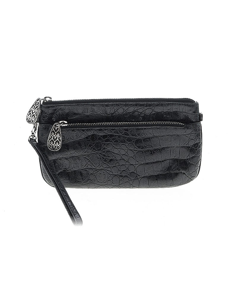 Brighton Black Leather Wristlet One size - photo 1