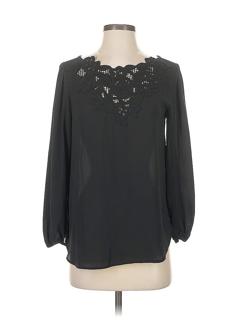 Pre-owned Ann Taylor Long Sleeve Blouse In Black
