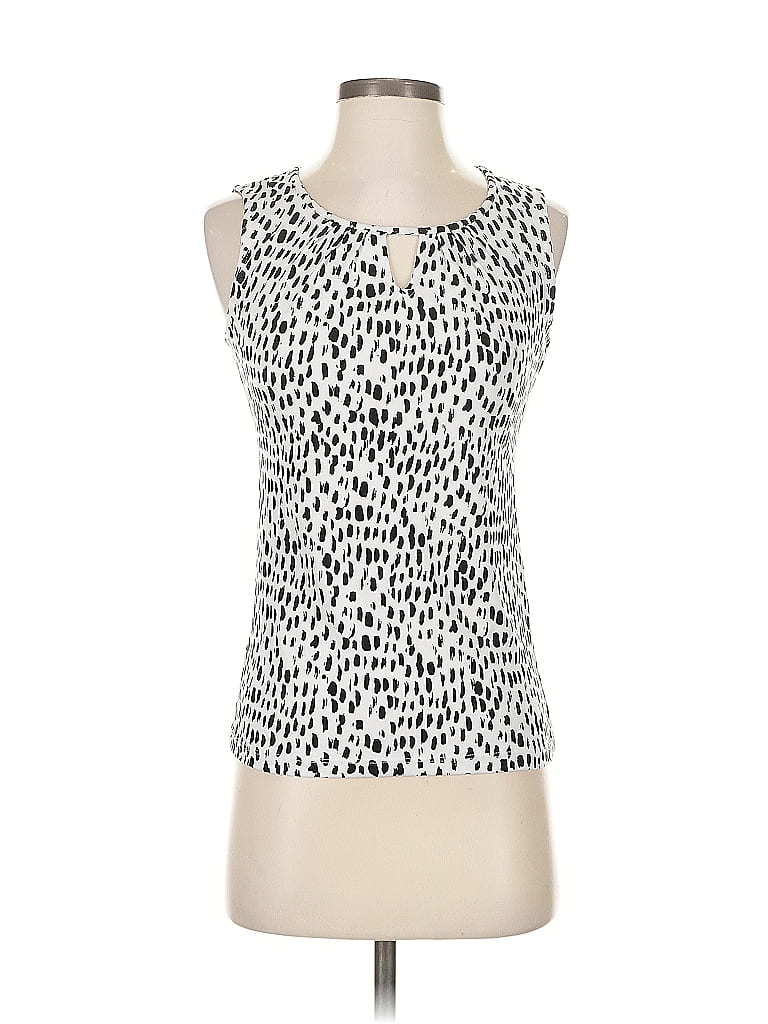 Pre-owned Ann Taylor Factory Sleeveless Top Ivory Scoop Neck Tops In White