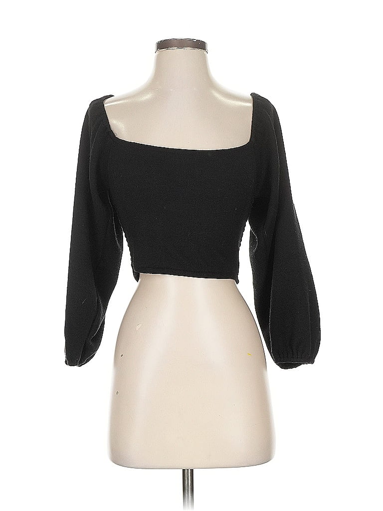 Pre-owned About Us 3/4 Sleeve Top Black Sweetheart Neckline Tops