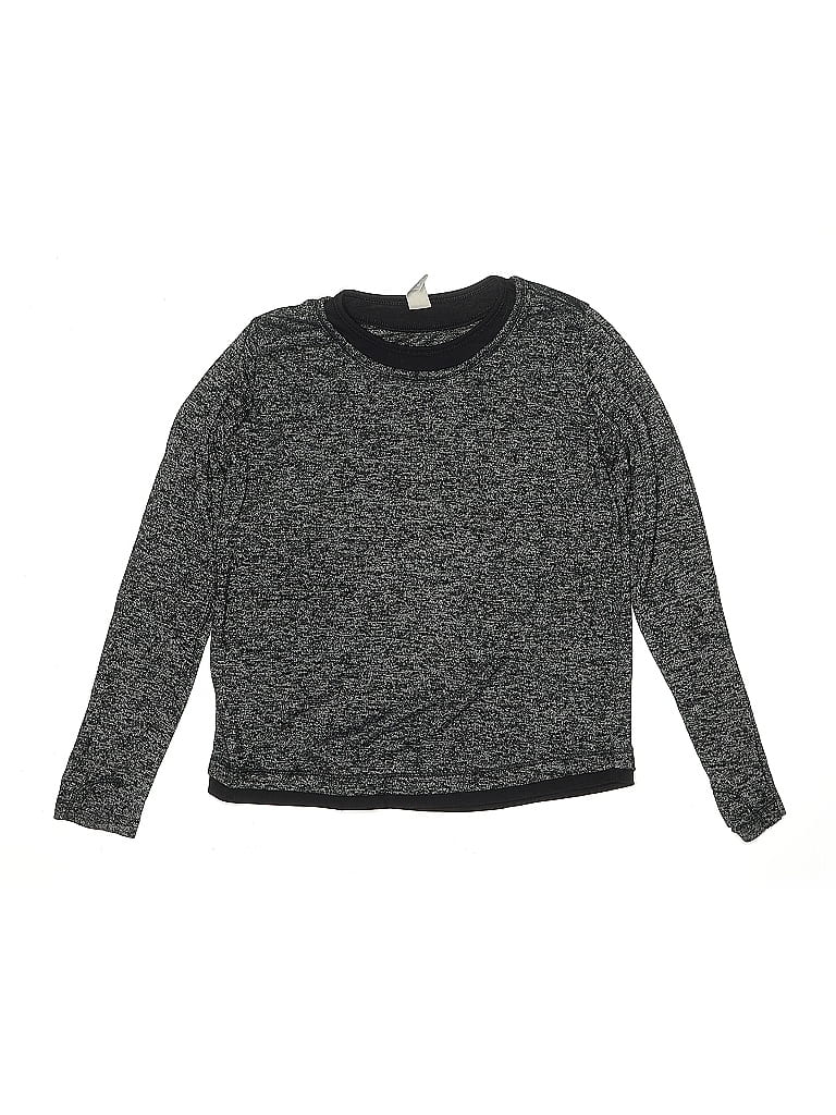 Pre-owned Athleta Girl Kids' Long Sleeve Top Gray Crew Neck Tops