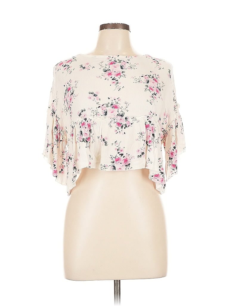 Pre-owned Mi Ami 3/4 Sleeve Blouse In White