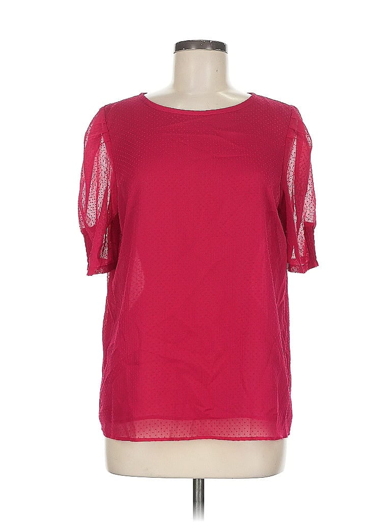 Pre-owned Ann Taylor Loft Short Sleeve Blouse In Red