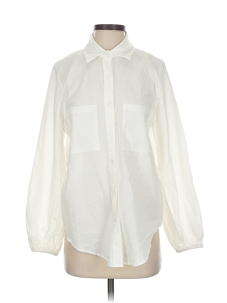 Pre-owned Commense Long Sleeve Blouse In White