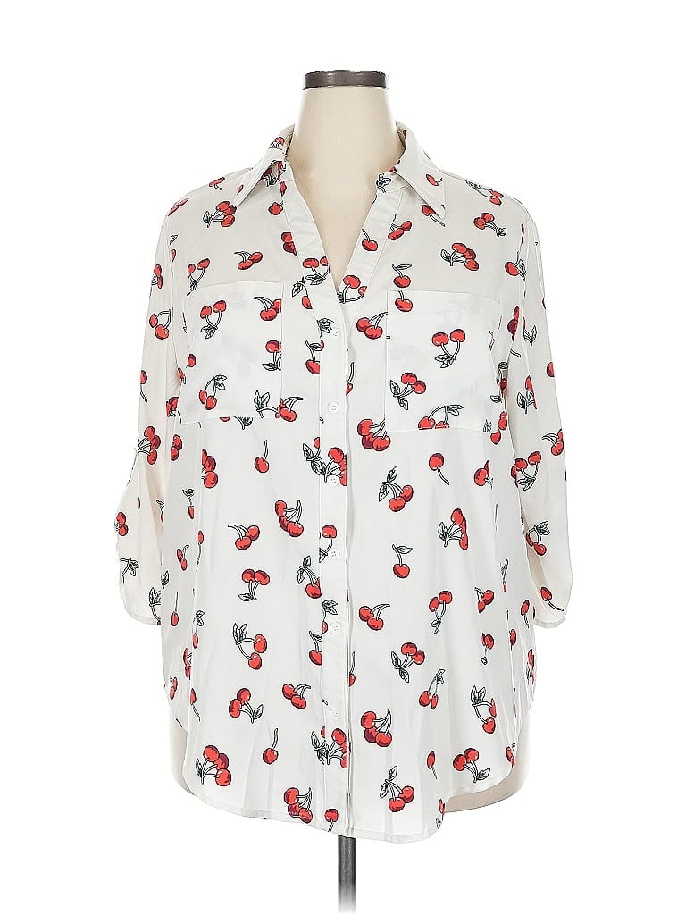 Pre-owned Shein Curve 3/4 Sleeve Blouse In White