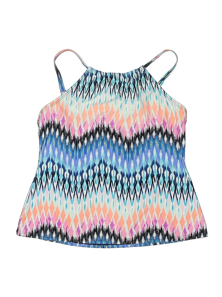 Pre-owned 24th & Ocean Swimsuit Top Blue Tie-dye Pattern Swimwear