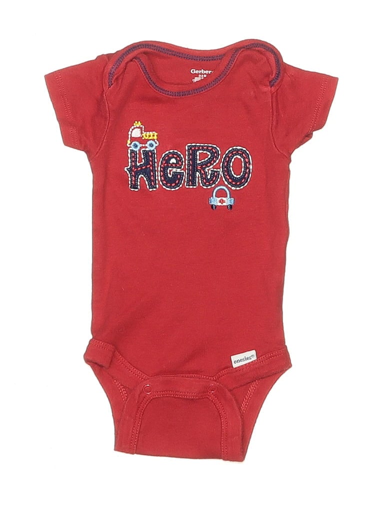 Gerber 100% Cotton Red Short Sleeve Onesie Size 0-3 mo - photo 1