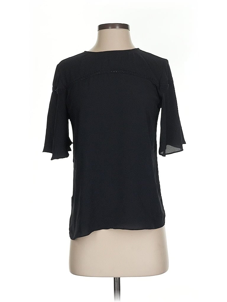 Pre-owned Ann Taylor Loft Short Sleeve Top Black Keyhole Neckline Tops