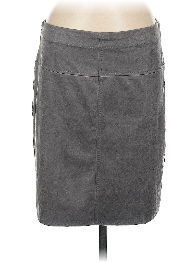 Pre-owned Max Studio Faux Leather Skirt In Gray
