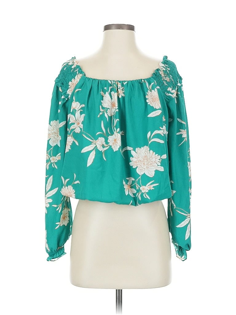 Pre-owned Current Air Long Sleeve Blouse In Blue