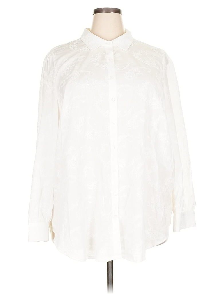 Pre-owned Torrid Long Sleeve Button Down Shirt In White