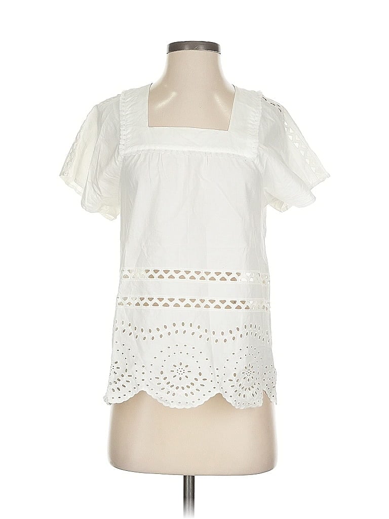 Pre-owned Madewell Short Sleeve Blouse In White