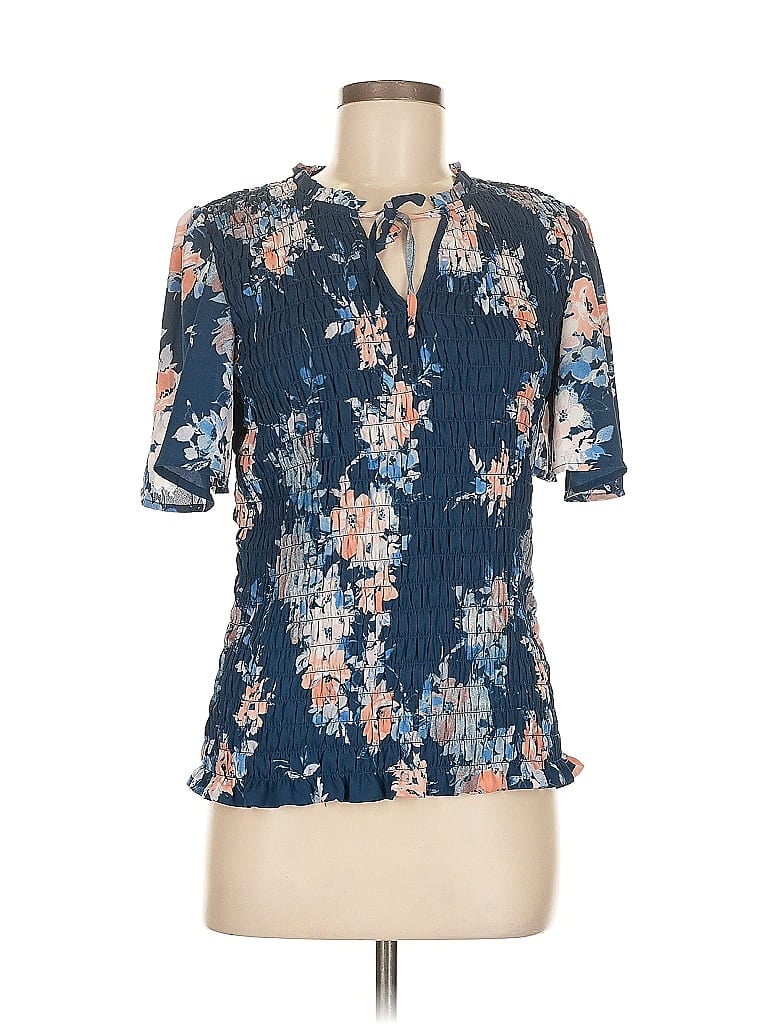 Pre-owned Maurices Short Sleeve Blouse In Blue