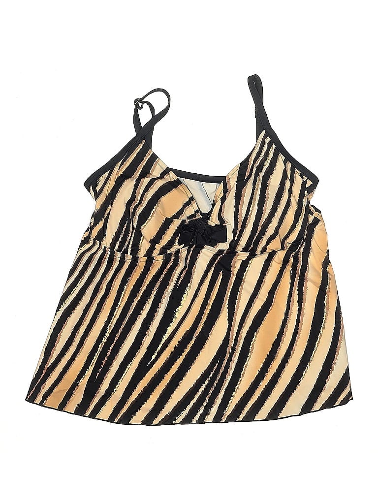 Pre-owned Maxine Of Hollywood Swimsuit Top Gold Animal Print Pattern Swimwear