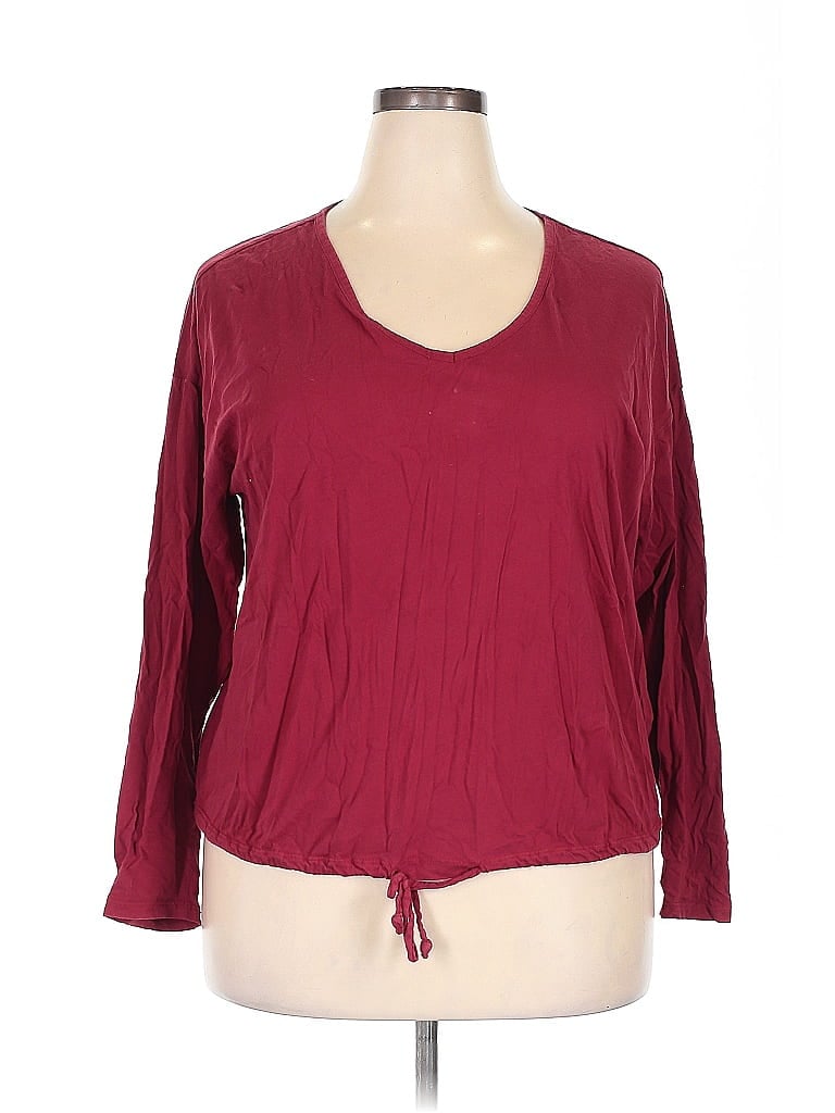 NYDJ Pre-owned 3/4 Sleeve T-shirt In Burgundy