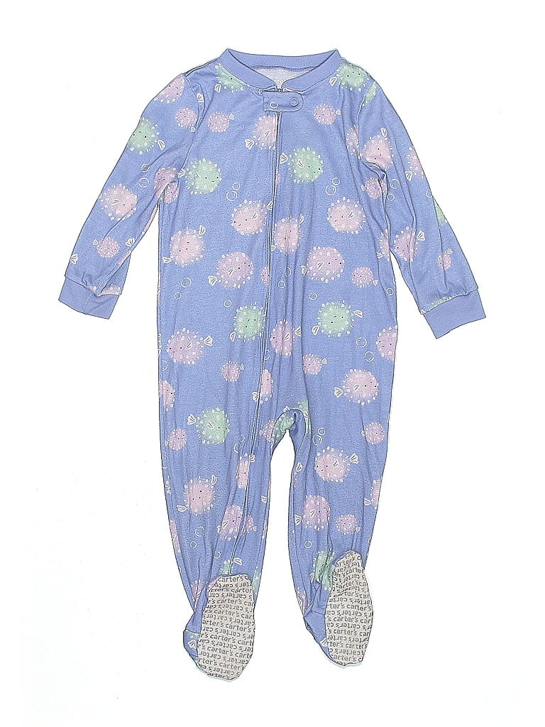 Carter's 100% Polyester Print Blue Long Sleeve Onesie Size 2T - photo 1
