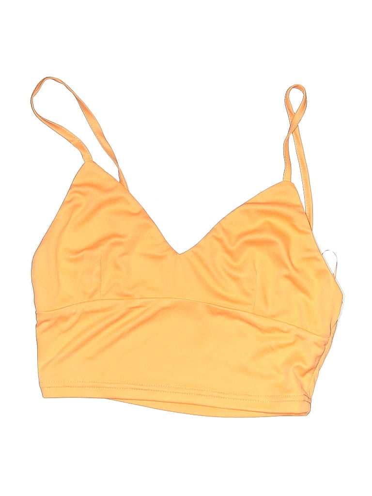 Pre-owned Superdown Swimsuit Top Yellow Solid Pattern Swimwear