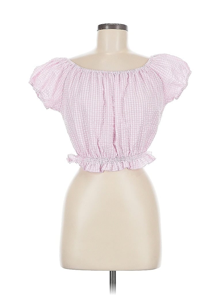 Pre-owned Subdued Short Sleeve Blouse In Pink