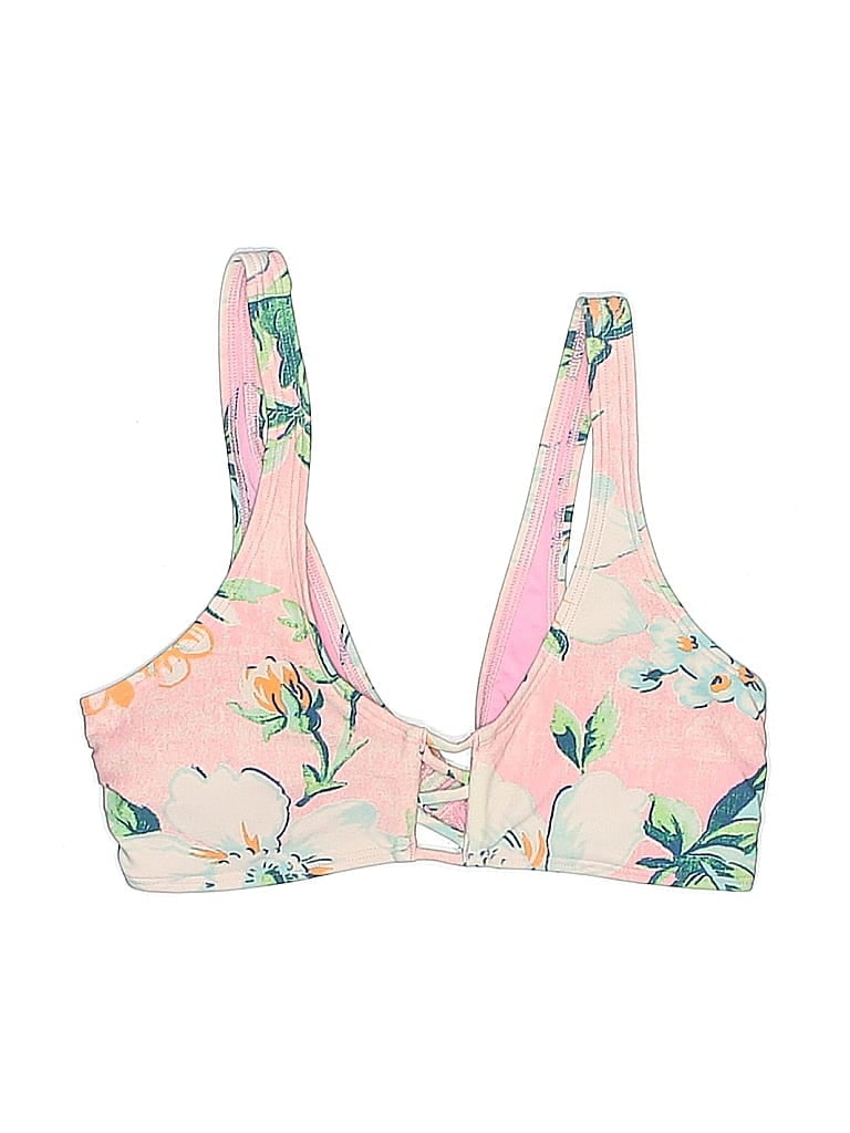 Pre-owned Aerie Swimsuit Top Pink Floral Pattern Swimwear