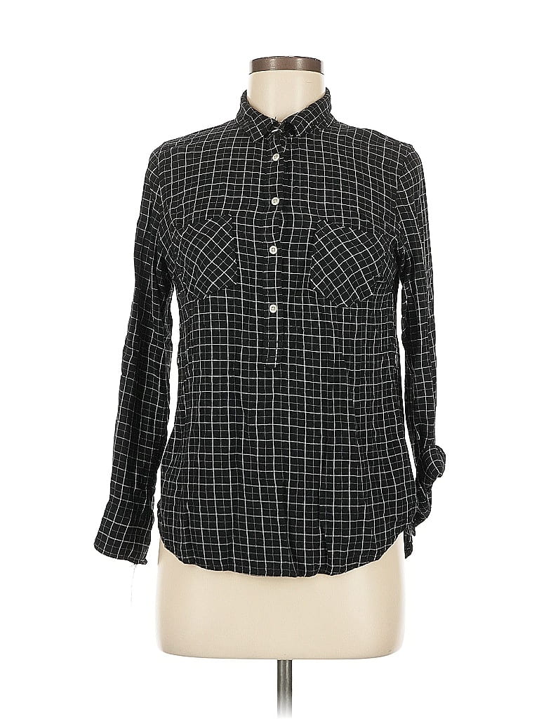Pre-owned Merona Long Sleeve Button Down Shirt In Black